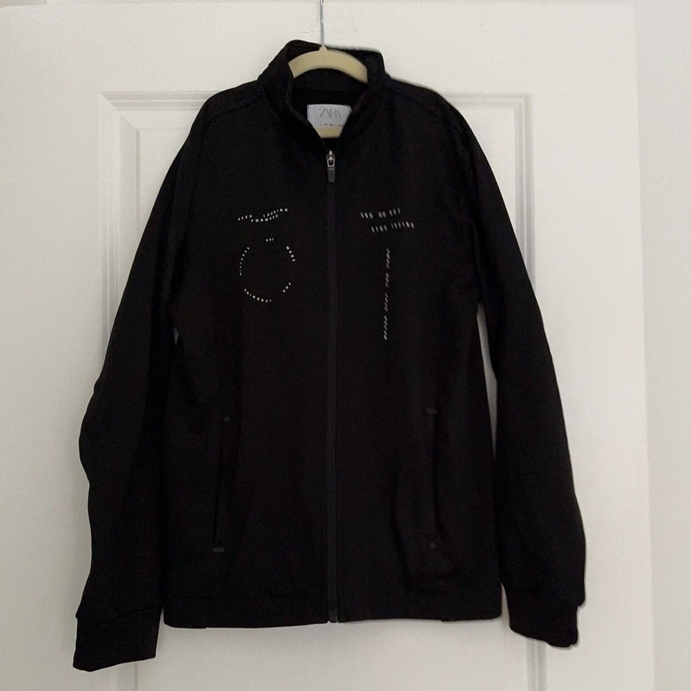 Zara boys black athletic zip up sweater jacket top size 11 12 years